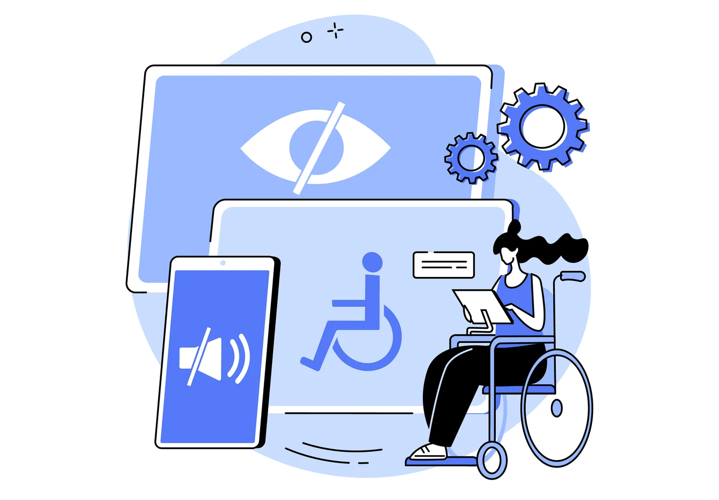A graphic showing how websites can be more accessible for users with a disability