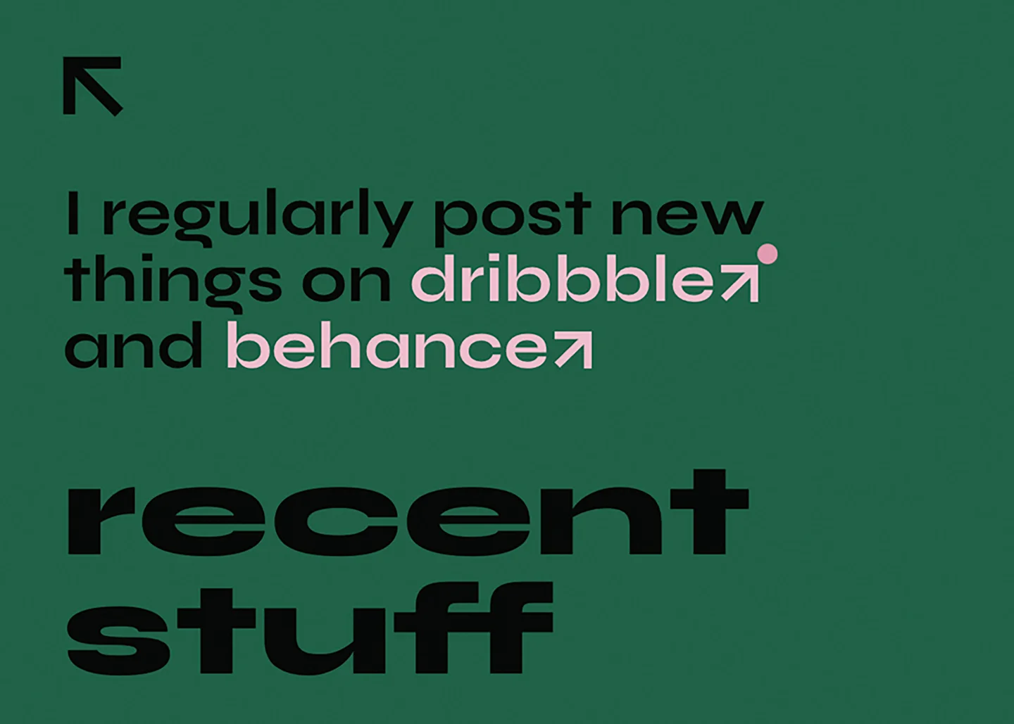 A green and pink typographic design for a homepage hero block