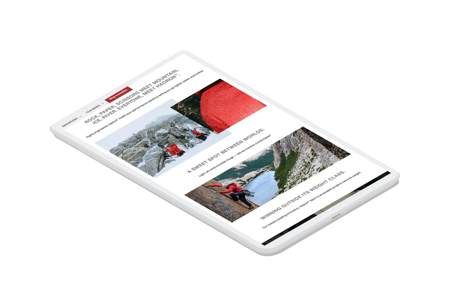 The obsessive design brand experience displayed on a tablet device