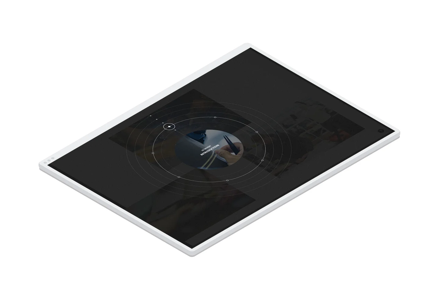 The radial navigation element within the Who We Are brand experience on the Arc'teryx website