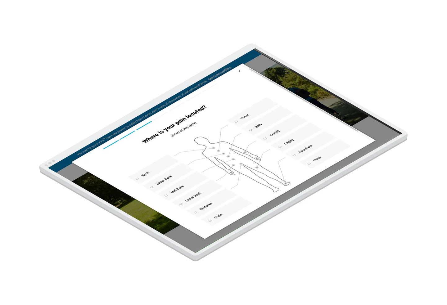 The patient assessment sales funnel on nevrohfx.com