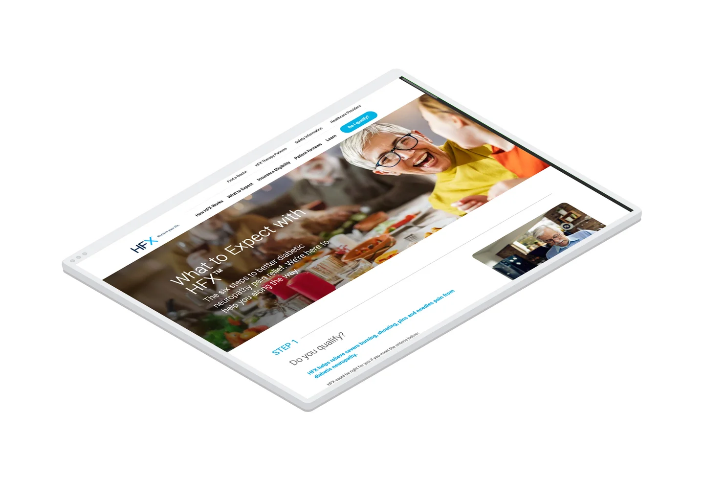 The "What to expect" page of the nevrohfx.com website in a browser window