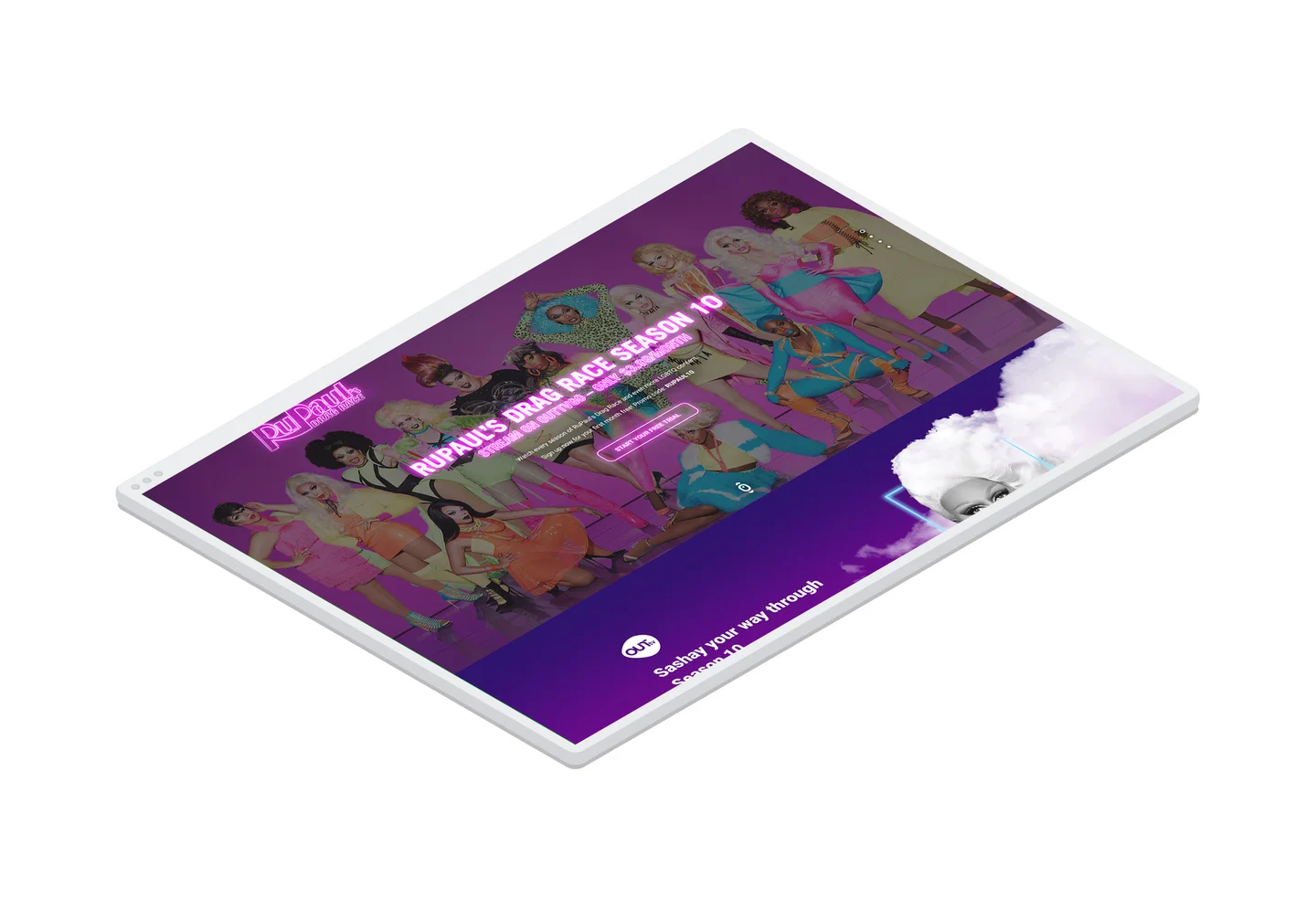 The hero section of the Rupaul's Drag Race series microsite in a browser window