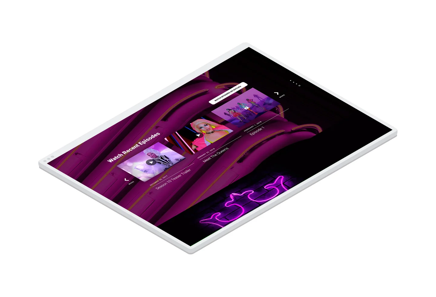 A section of the Rupaul's Drag Race microsite displayed in a browser window