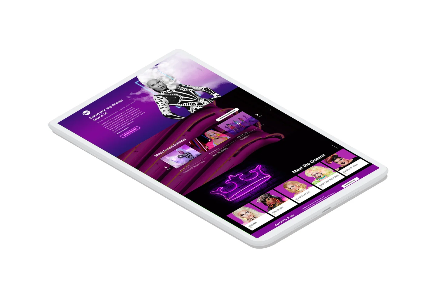 The Rupal's Drag Race microsite displayed on a tablet device