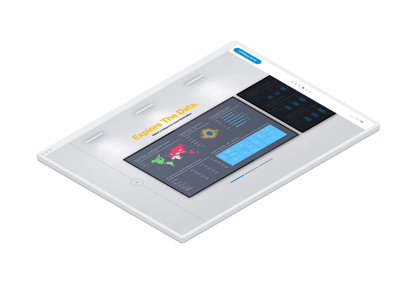 An information panel with interactive hotspots replicates the Digital Boardroom inside the Sales Tool