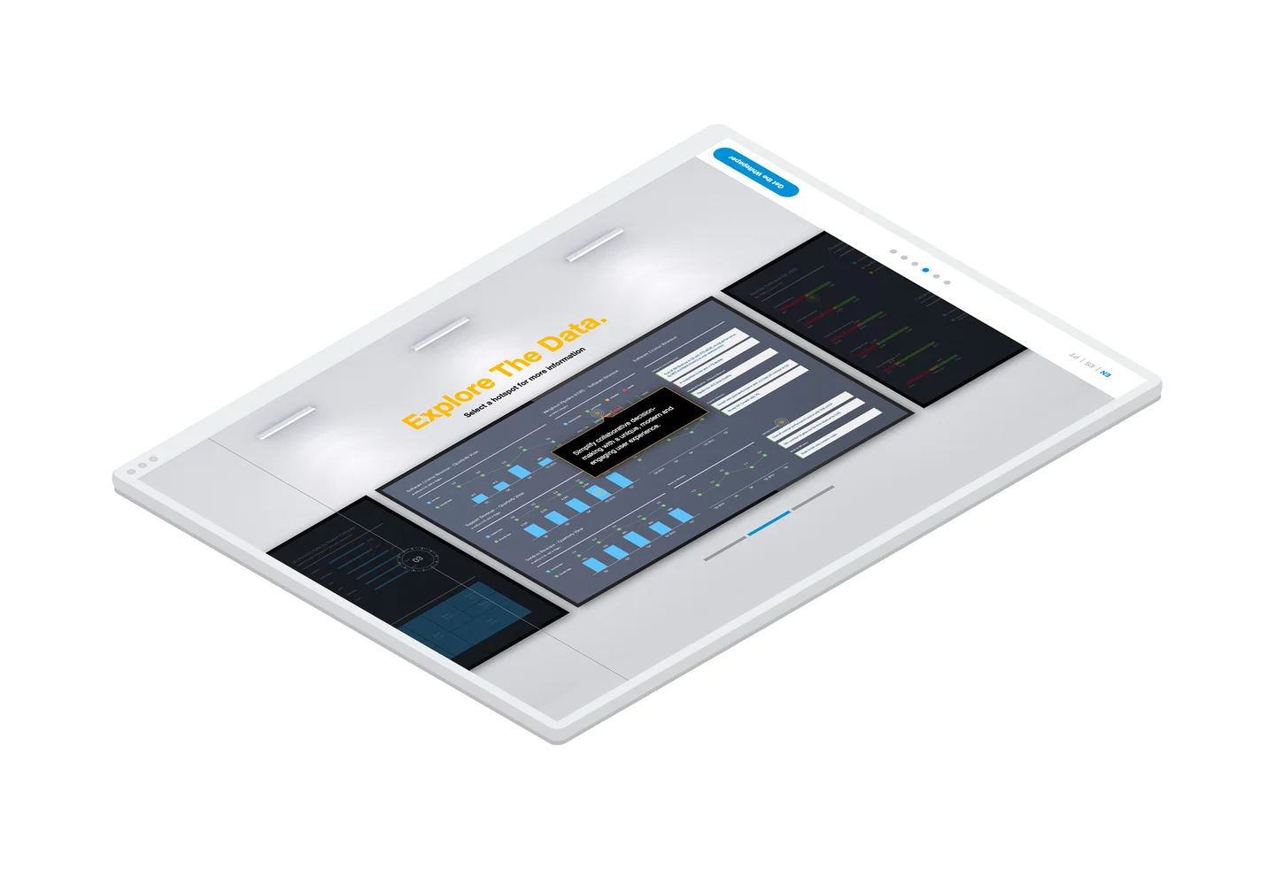 The sales tool displays an interactive hotspot with an information pop up