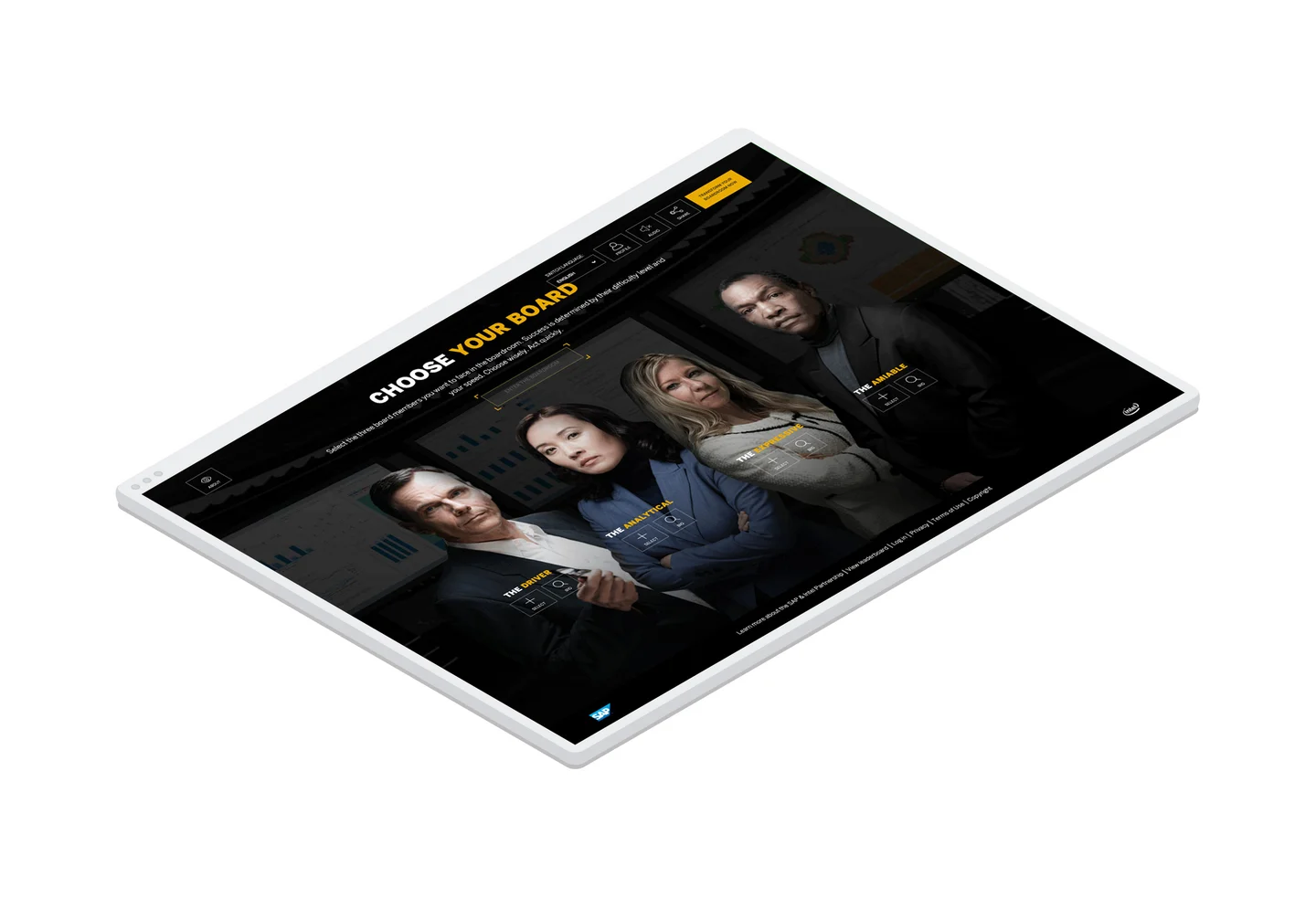 The board member selection screen from the Win the Board site