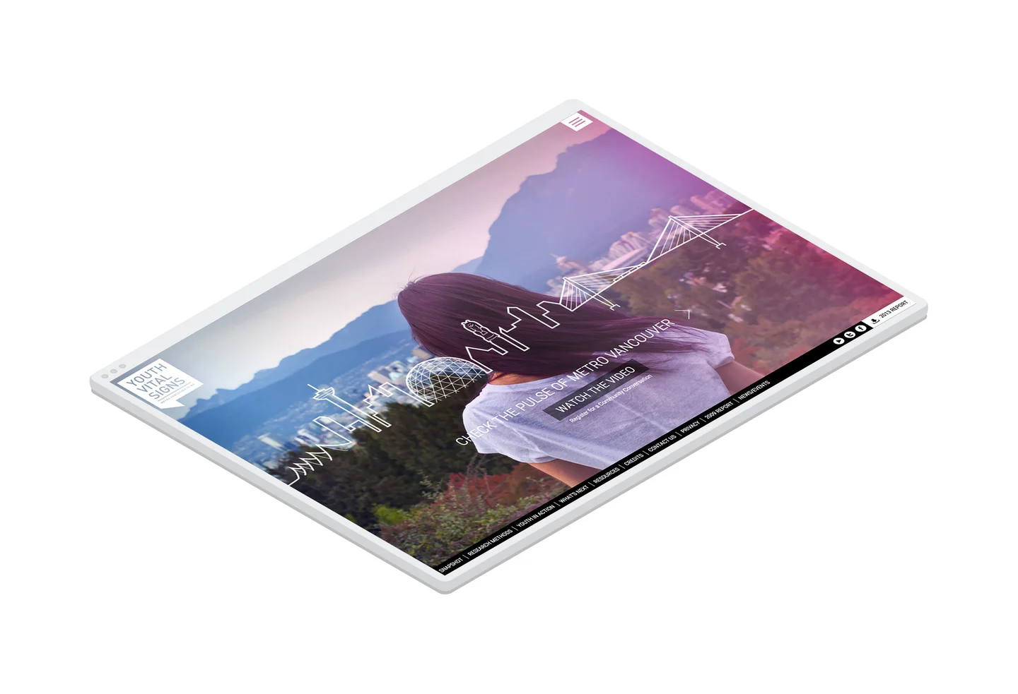 The homepage hero block for the Youth Vita Signs report micro site