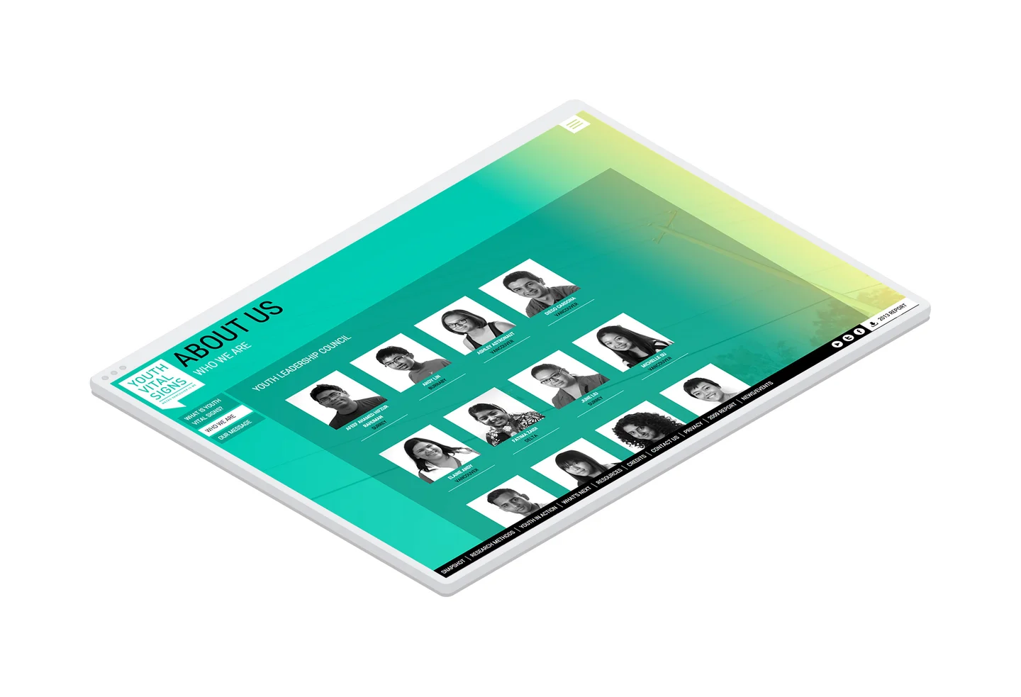 The vancouver foundation youth council team members displayed in a browser window