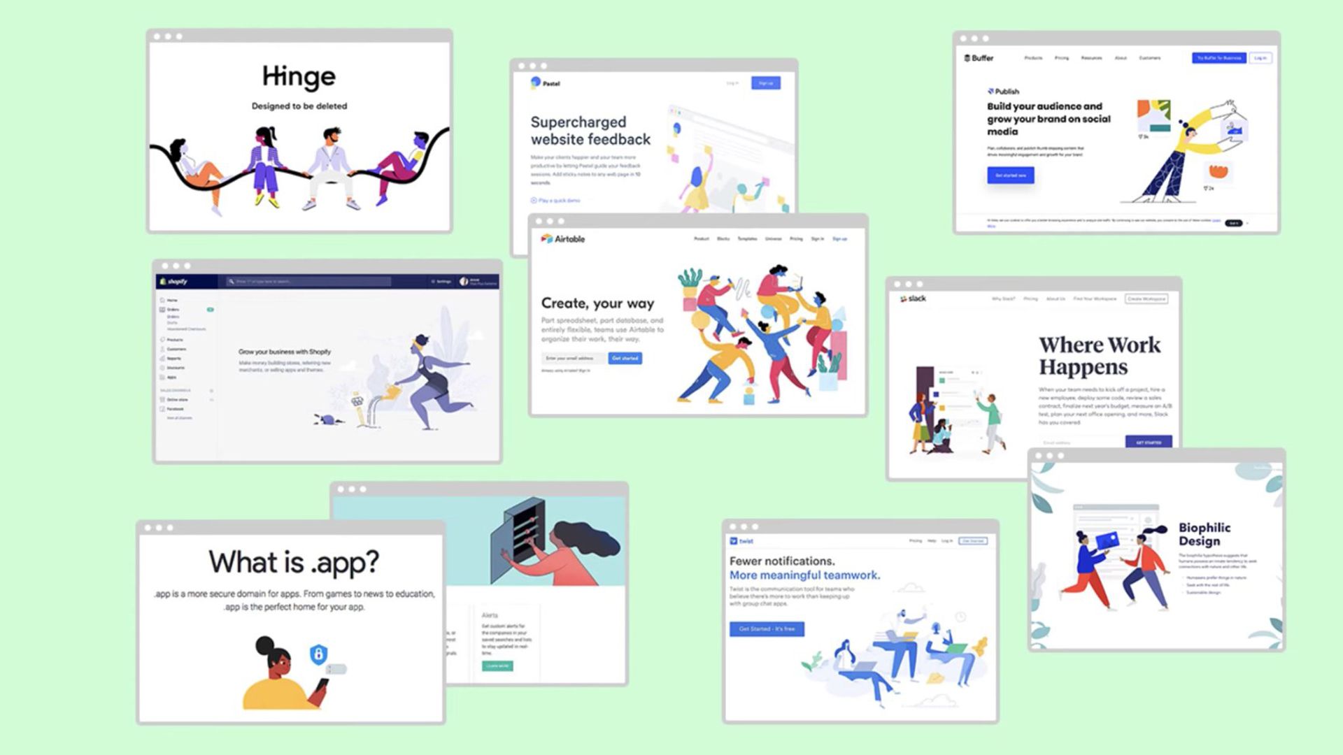 A series of web designs that all look nearly identical