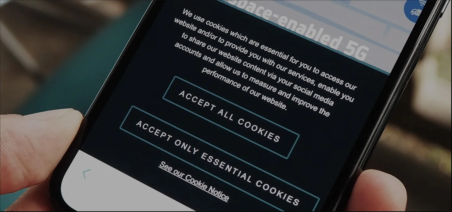 A cookie notice being displayed on a mobile device browser