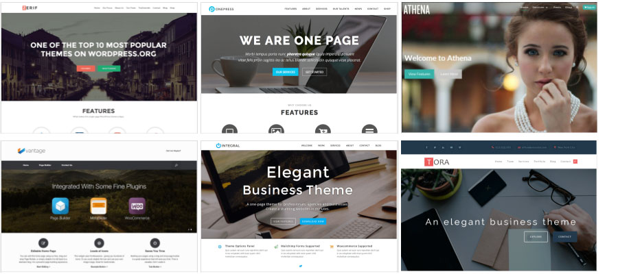 A series of website templates that all look nearly identical